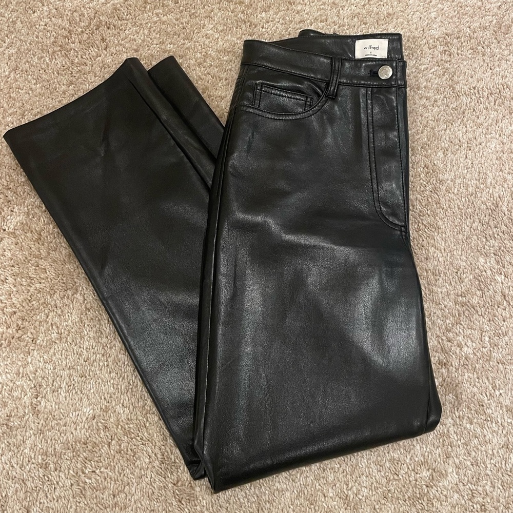 Aritzia Wilfred Melina  Faux Leather Pant Black Size 6